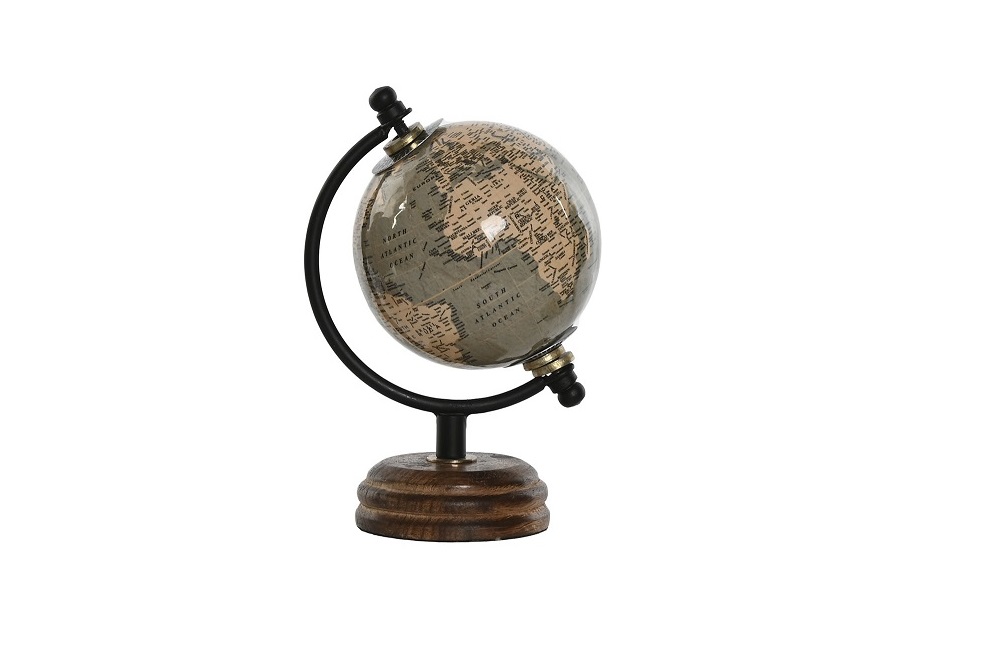 GLOBO TERRAQUEO PVC MANGO 10X8X14CM GRIS
